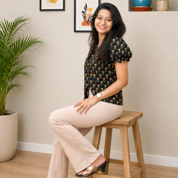 Reeshaya Midnight Bloom Tulip Top