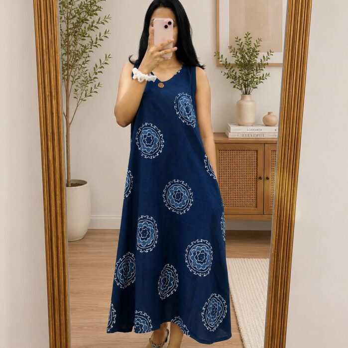 A line Maxi Dress Dabu print