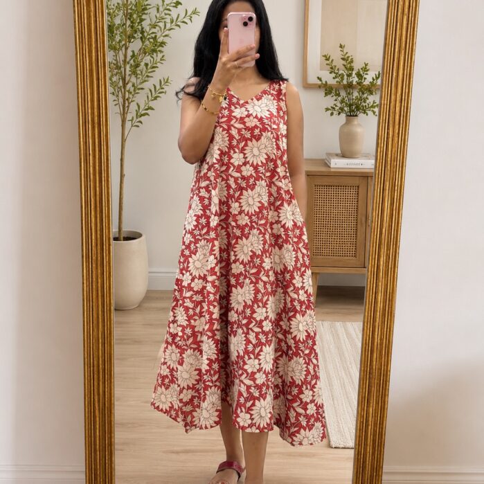 A line Maxi Dress Bagru print
