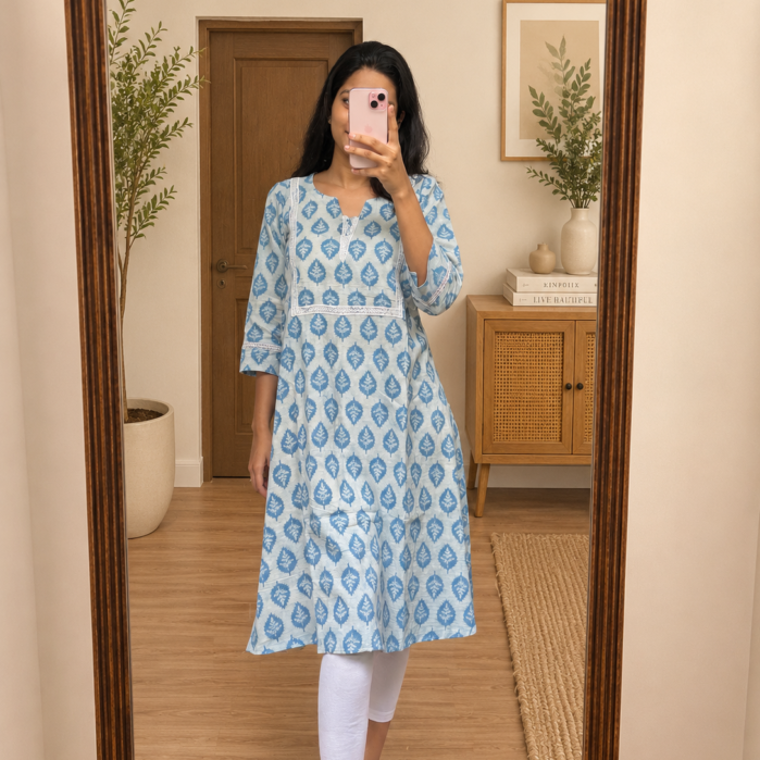 Reeshaya Aline dabu print kurti