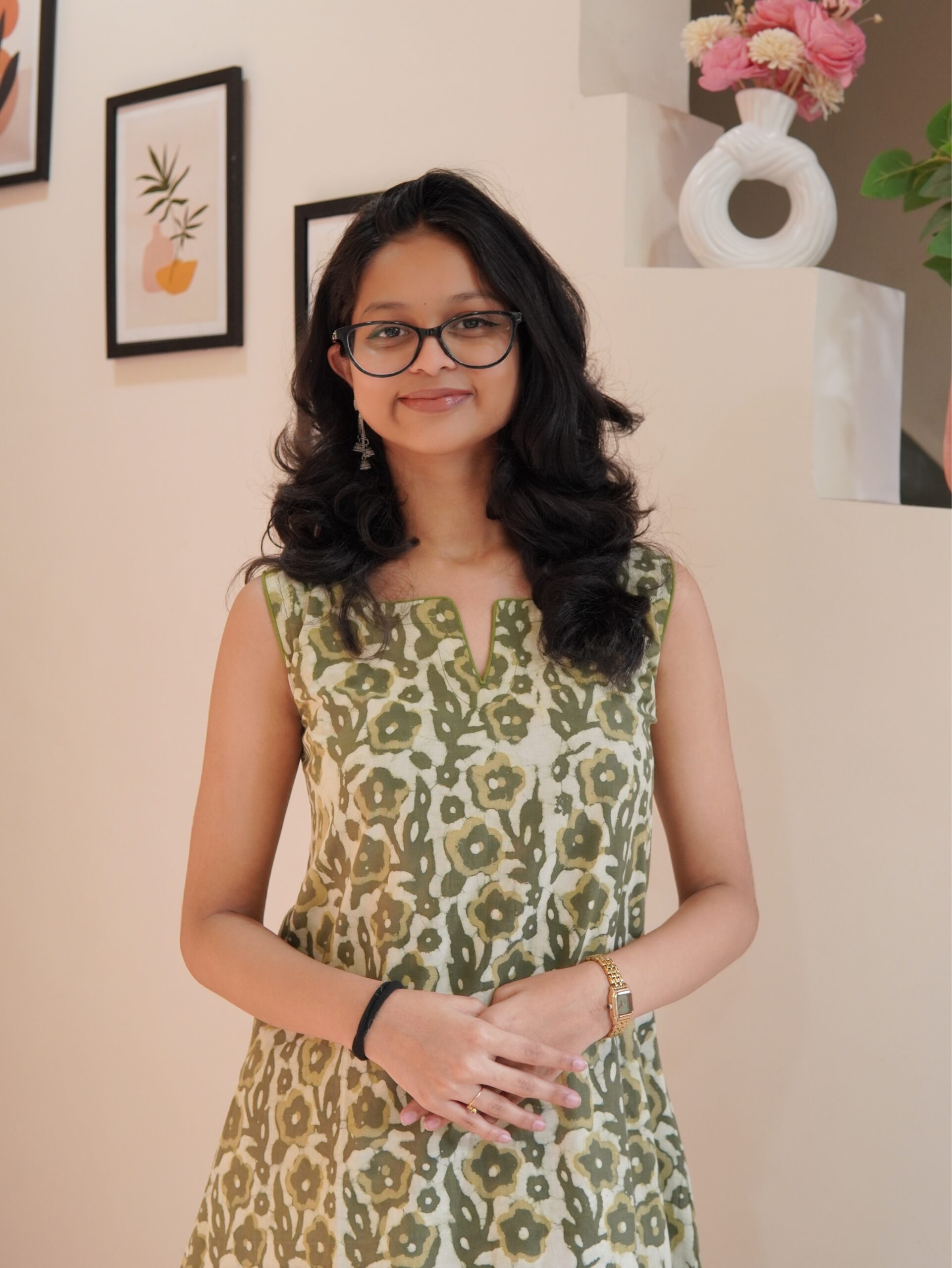 Olive green cotton bagru print kurti set - Image 3