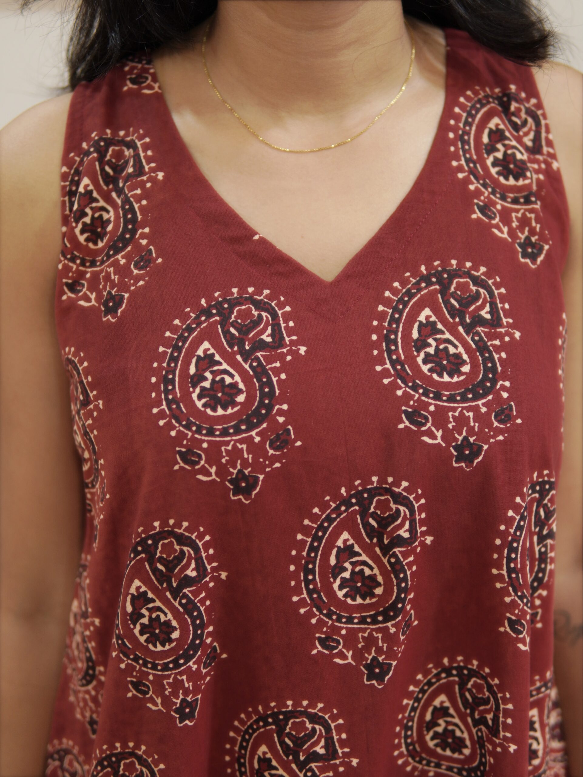 A-line handblock print dress - Image 3